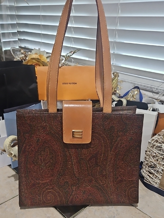 Etro Handbags - Vintage Etro Paisley Tote w/ Tan Leather Trim & Straps GUC!
